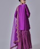 Cotton Silk Purple Embroidered Sharara Suit